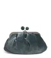 Weekend Max Mara Small Velvet Pasticcino Clutch Bag In Green