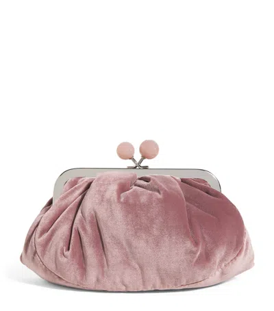 Weekend Max Mara Small Velvet Pasticcino Clutch Bag In Pink