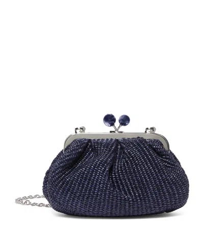 Weekend Max Mara Small Woven Pasticcino Clutch Bag In Blue