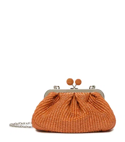 Weekend Max Mara Small Woven Pasticcino Clutch Bag In Pink