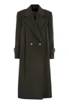 Weekend Max Mara Omens Dark Green Smalto Double-breasted Wool Coat In Green