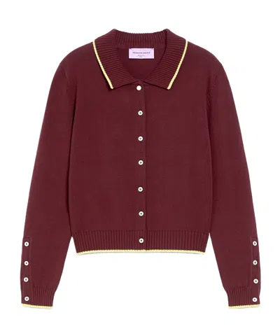 Weekend Max Mara Soft Cotton Gauze Cardigan In Bordeaux Red