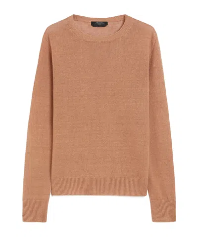 Weekend Max Mara Soft Linen Sweater In Desert-colored