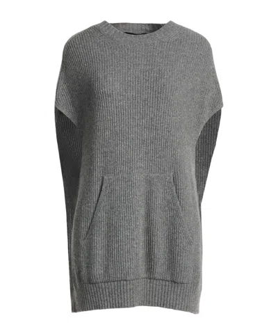 Weekend Max Mara Solid Color Knit Top In Gray