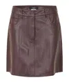 Weekend Max Mara Solid Color Leather Midi Skirt In Brown