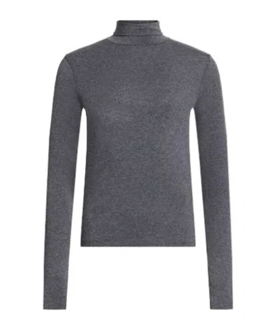 Weekend Max Mara Solid Color Slim-fit Long Sleeve T-shirt In Gray