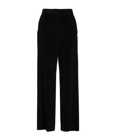 Weekend Max Mara Solid Color Wide-leg Trousers In Black