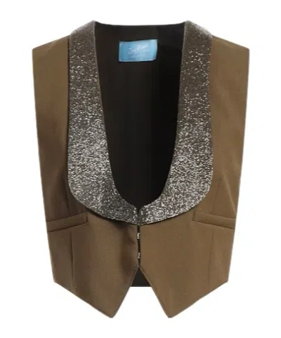 Weekend Max Mara Solid Embroidered Coat In Brown