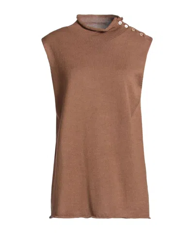 Weekend Max Mara Woman Turtleneck Brown Size Xxl Cotton