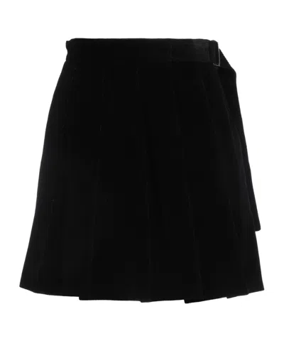 Weekend Max Mara Solid Pleated Skirt In Black