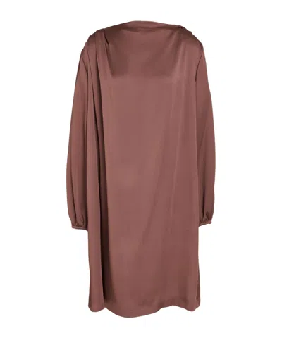 Weekend Max Mara Solidcolor Satin Dress In Brown