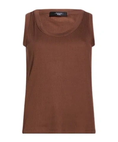 Weekend Max Mara Solid-color Sleeveless Vest In Brown