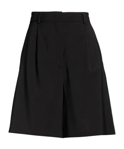 Weekend Max Mara Solidcolor Wool Shorts In Black