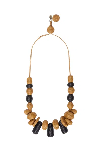 Weekend Max Mara Soraia Straw Necklace In Cuoio
