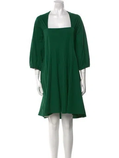 Pre-owned Weekend Max Mara Square Neckline Knee-length Dress In Green