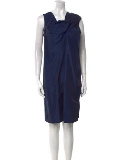 Pre-owned Weekend Max Mara Square Neckline Knee-length Dress W/ Tags In Blue