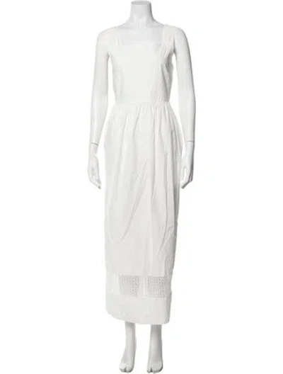 Pre-owned Weekend Max Mara Square Neckline Long Dress In Neutrals