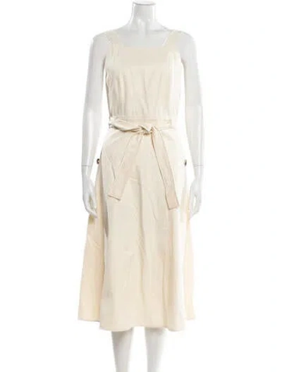 Pre-owned Weekend Max Mara Square Neckline Midi Length Dress In Neutral