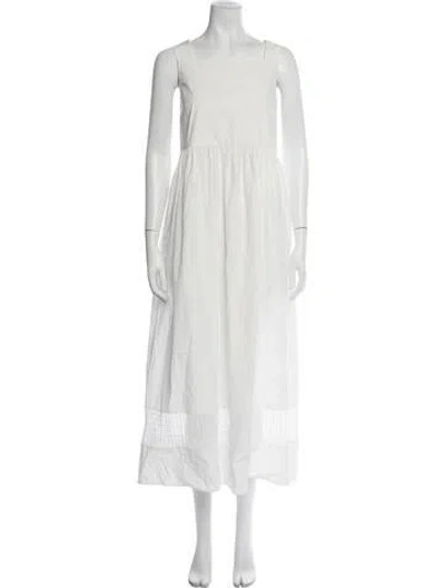 Pre-owned Weekend Max Mara Square Neckline Midi Length Dress W/ Tags In White