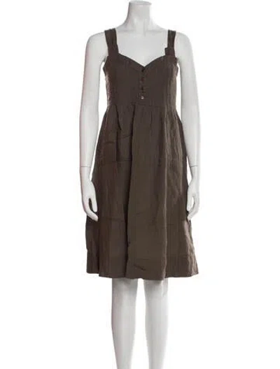 Pre-owned Weekend Max Mara Square Neckline Mini Dress In Brown