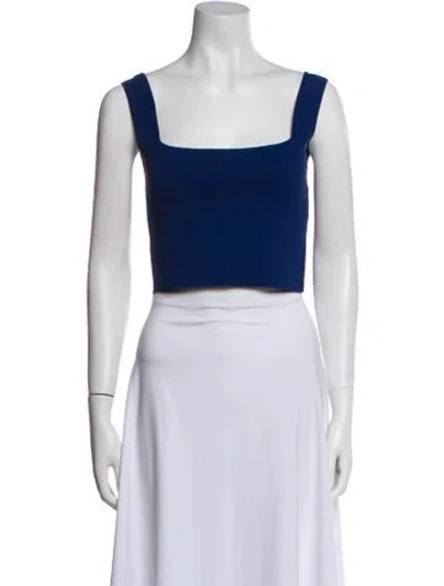 Pre-owned Weekend Max Mara Square Neckline Sleeveless Crop Top In Blue