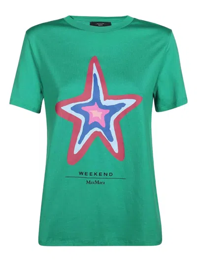 Weekend Max Mara Star-print Cotton T-shirt In Green