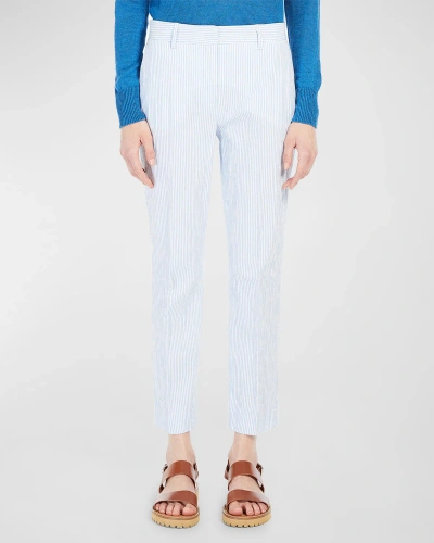 Weekend Max Mara Starlet Striped Ankle Pants In Light Blue