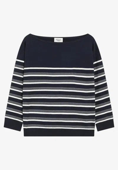 Weekend Max Mara Stecca Boat-neck Stripe Sweater In Blue
