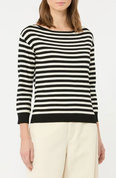 Weekend Max Mara Stecca Striped Bateau Neck Sweater In Black