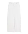 Shop Weekend Max Mara Cotton Drill Wide-leg Trousers In White