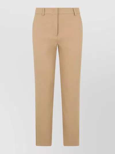Weekend Max Mara Classic Straight-cut Cotton Trousers With Pleats And Pockets In Brown