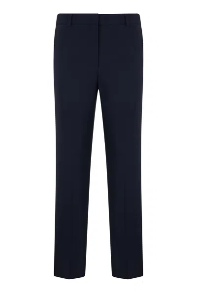 Weekend Max Mara Straight Trousers In Wool In Blue