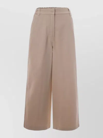 Weekend Max Mara Straight Trousers Silk Nylon Blend Belt Loops In Neutral