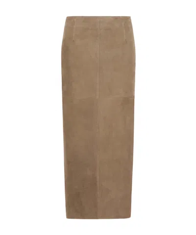 Weekend Max Mara Straight-cut Midi Skirt In Brown