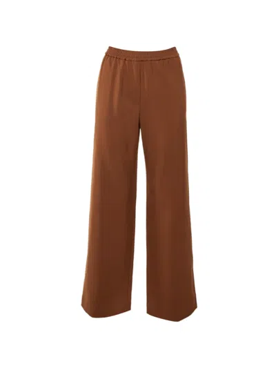 Pre-owned Weekend Max Mara Straight-leg Wool Trousers In Brown