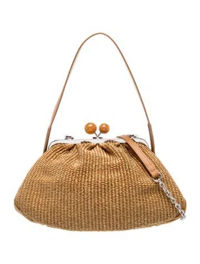 Pre-owned Weekend Max Mara Straw Top Handle Bag W/ Tags In Neutrals