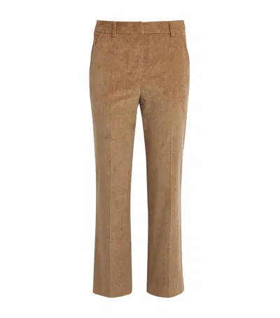 Weekend Max Mara Stretch-corduroy Cropped Trousers In Camel