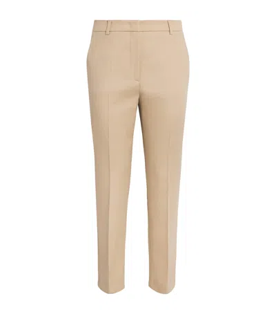 Weekend Max Mara Stretch-cotton Cigarette Trousers In Beige