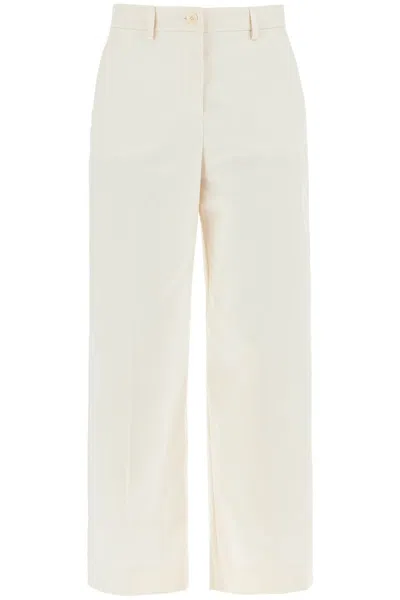 Weekend Max Mara Stretch Cotton Cropped Pants In White