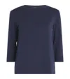 Weekend Max Mara Stretch-cotton Cropped-sleeve T-shirt In Blue