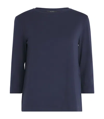 Weekend Max Mara Stretch-cotton Cropped-sleeve T-shirt In Blue