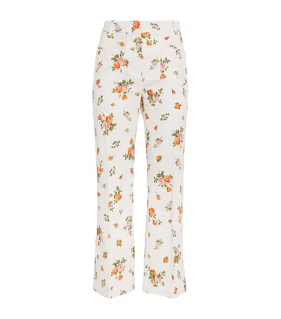 WEEKEND MAX MARA STRETCH-COTTON FLORAL TROUSERS