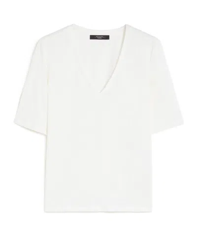 Weekend Max Mara Stretch Linen Jersey T-shirt In White