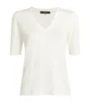 Weekend Max Mara Stretch-linen V-neck T-shirt In White