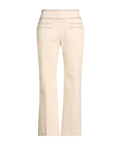 Weekend Max Mara Stretch Twill Bootcut Pants In Rice Apricot Color