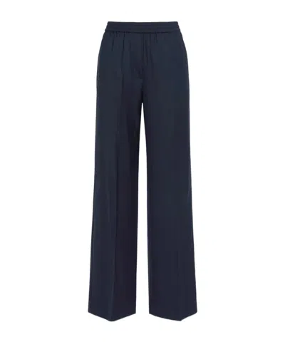 Weekend Max Mara Straight-leg Minimalist Trousers In Blue