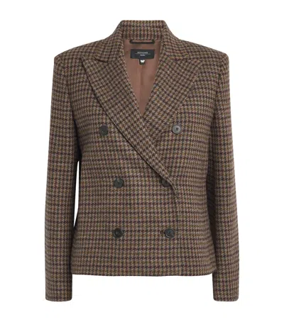 Weekend Max Mara Stretch Wool Double-breasted Blazer In Brown