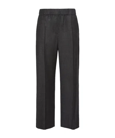 Weekend Max Mara Stretch Wool Flannel Trousers In Gray