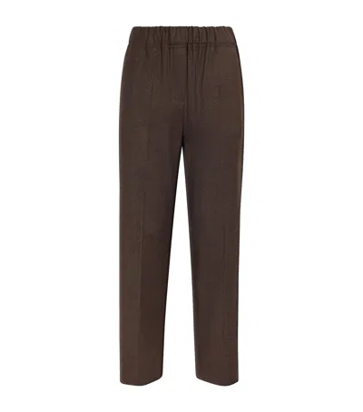 Weekend Max Mara Stretch-wool Houndstooth Trousers In Brown