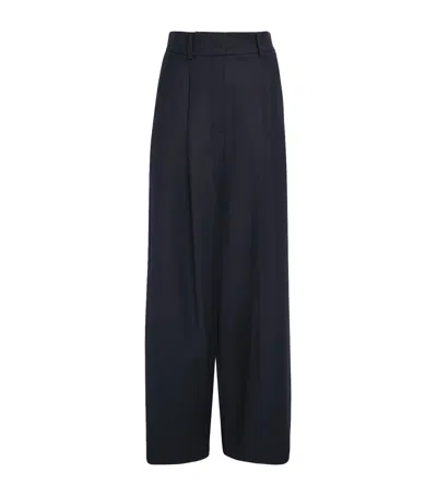 Weekend Max Mara Stretch Wool Trousers In Blue